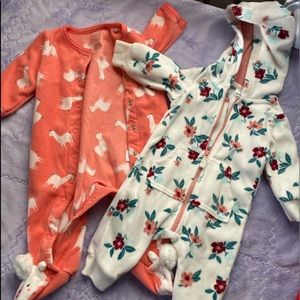Lot of 2 Carters fleece jumpsuits